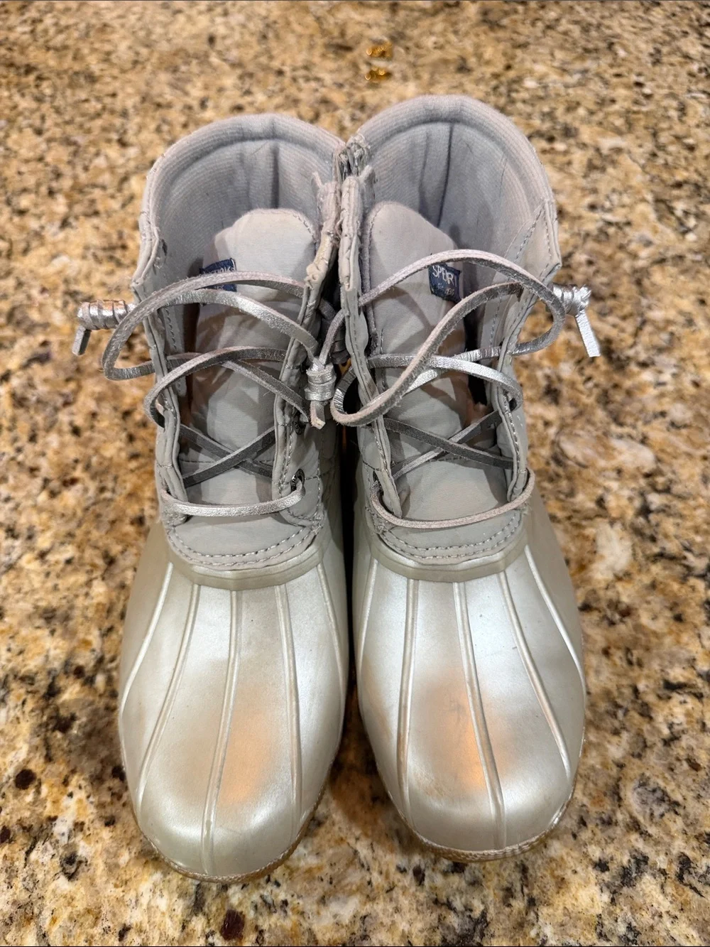 Sperry Silver Girls Waterproof Duck Boots